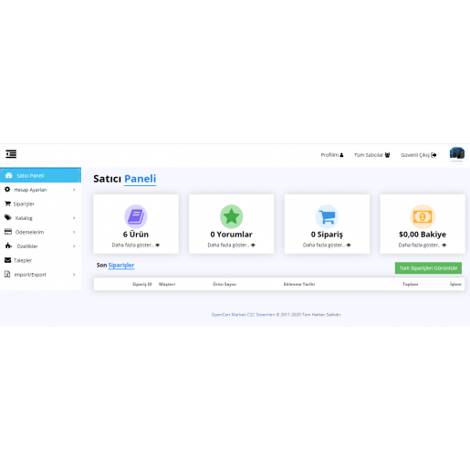 Opencart 3x C2c Çoklu Mağaza Satıcı Modülü