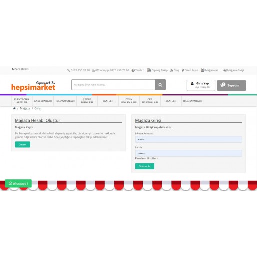 Opencart 3x Market Gıda Tema C2C Full Paket
