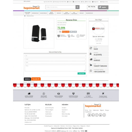 Opencart 3x Market Gıda Tema C2C Full Paket