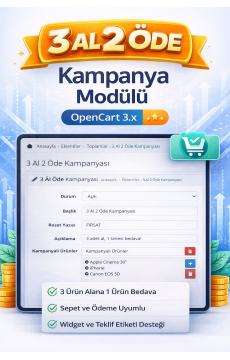OpenCart 3.x 3 Al 2 Öde Kampanya Modülü