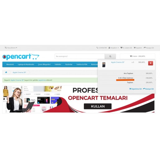OpenCart 3.x 3 Al 2 Öde Kampanya Modülü