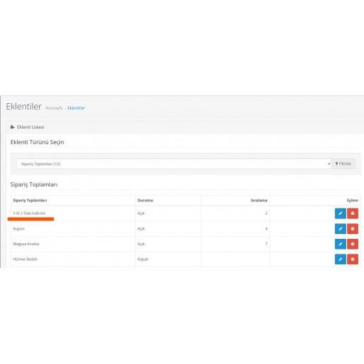 OpenCart 3.x 3 Al 2 Öde Kampanya Modülü