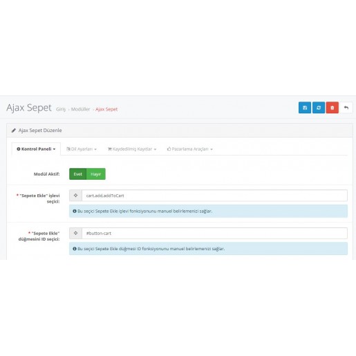 Opencart Akıllı Sepet Modülü