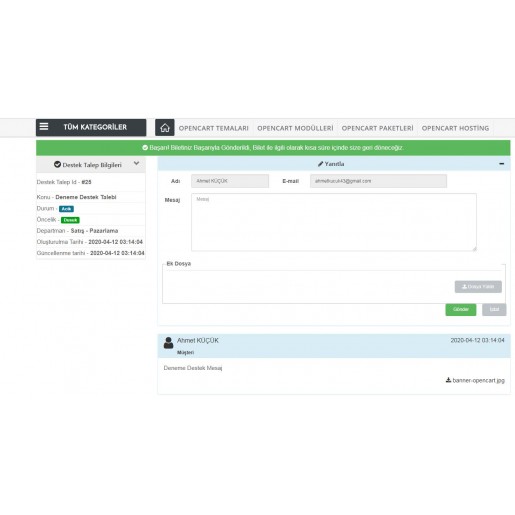 Müşteri Destek Talebi (Support Ticket) Modülü