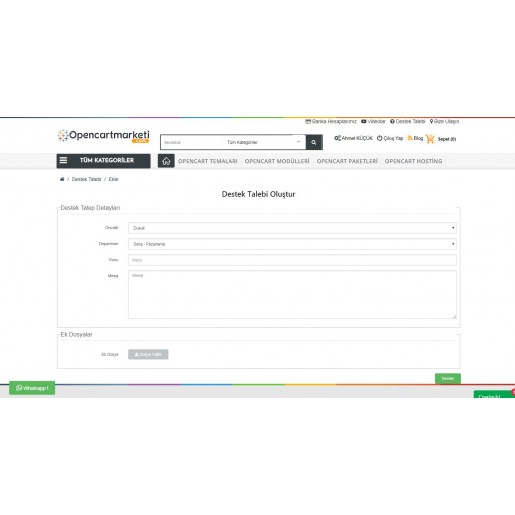 Müşteri Destek Talebi (Support Ticket) Modülü