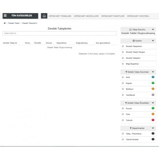 Müşteri Destek Talebi (Support Ticket) Modülü