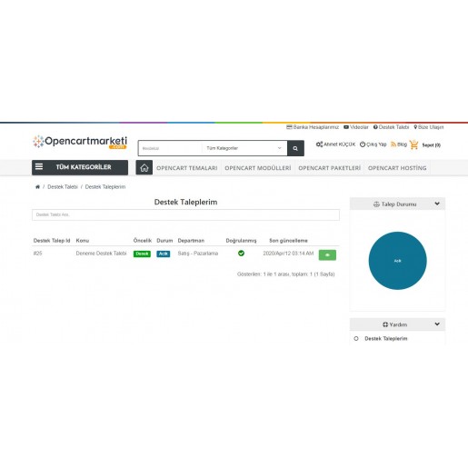 Müşteri Destek Talebi (Support Ticket) Modülü