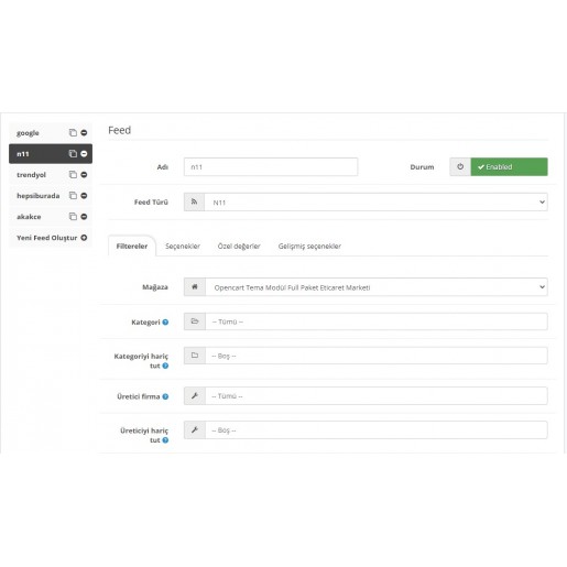 Google Merchant N11 Trendyol Hepsiburada Akakçe XML