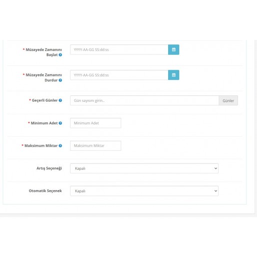 Opencart Açık Artırma Müzayede Modülü