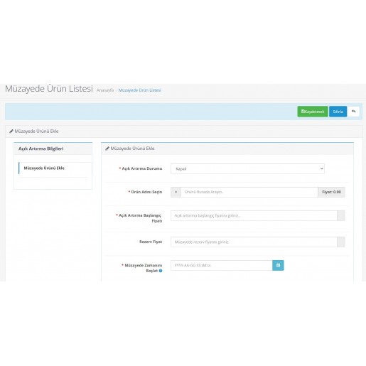 Opencart Açık Artırma Müzayede Modülü