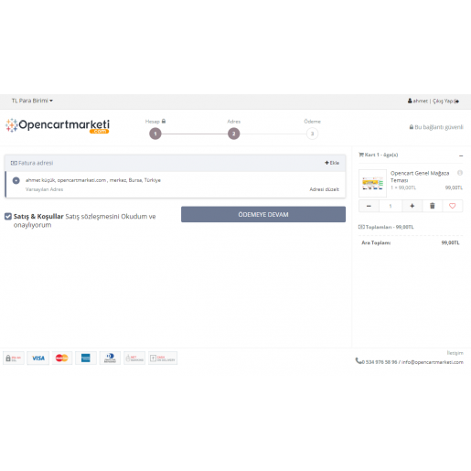 Opencart Ajax Tek Sayfa Ödeme v2