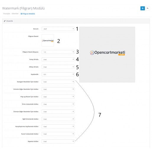 Opencart Filigran Modülü