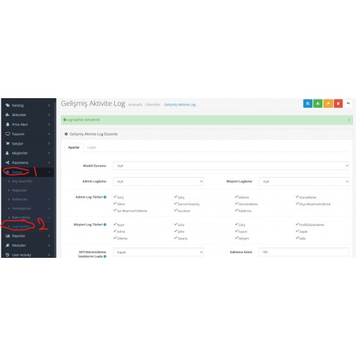 Gelişmiş Aktivite Log Modülü