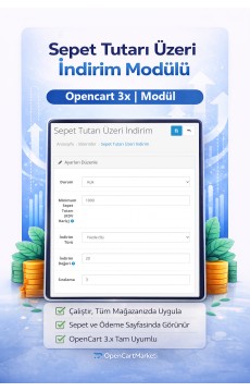 Opencart Sepet Tutarı Üzeri İndirim Modülü