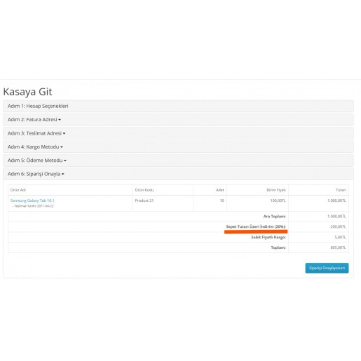 Opencart Sepet Tutarı Üzeri İndirim Modülü