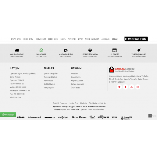 Opencart 3.x Ayakkabı Çanta Moda Teması