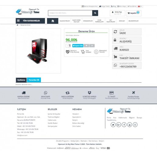 Opencart 3.x Teknoloji Tema Full Paket