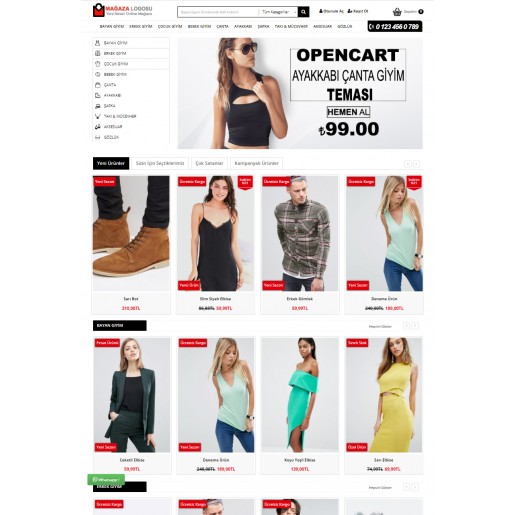 Opencart 3.x Ayakkabı Çanta Moda Teması