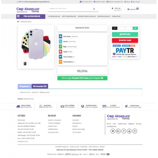 Opencart 3.x Cep Tel Aksesuar Tema