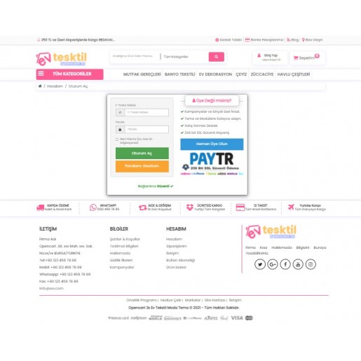 Opencart 3.x Ev Tekstil Moda Tema