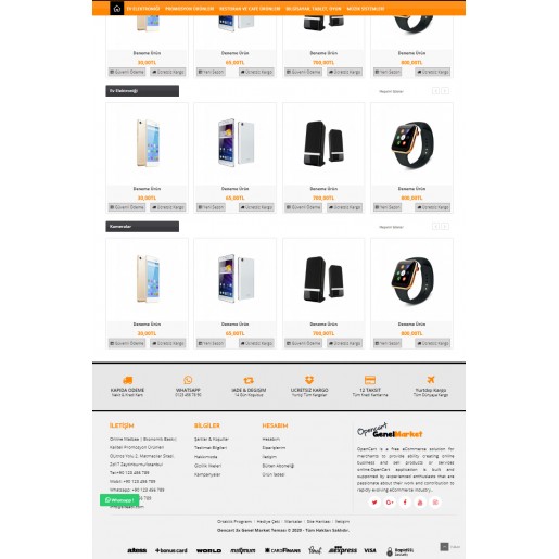 Opencart 3.x Genel Market Full Paket
