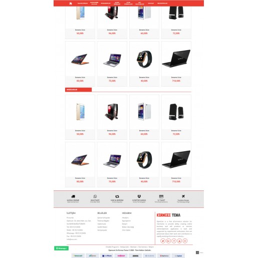 Opencart 3.x Kırmızı Tema Full Paket