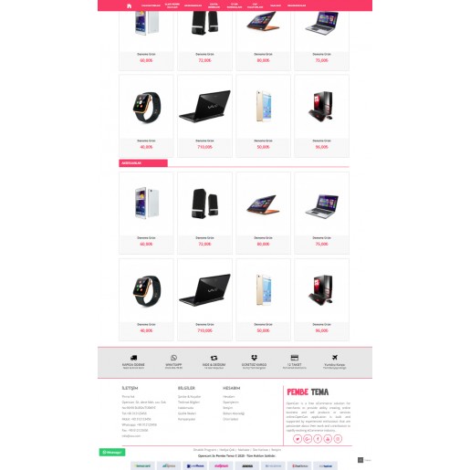 Opencart 3.x Pembe Tema Full Paket