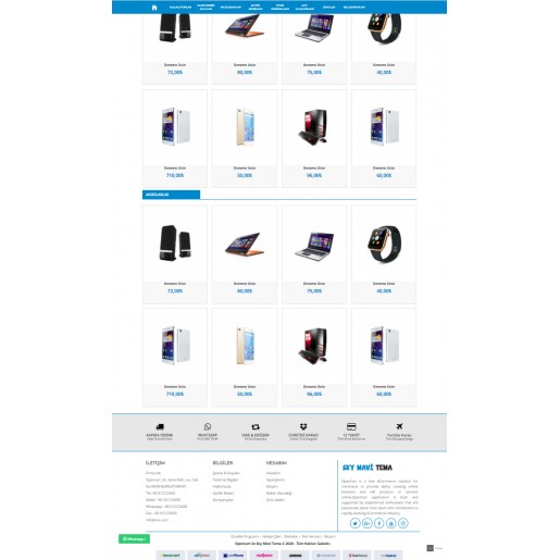 Opencart 3x Sky Mavi Tema Full Paket