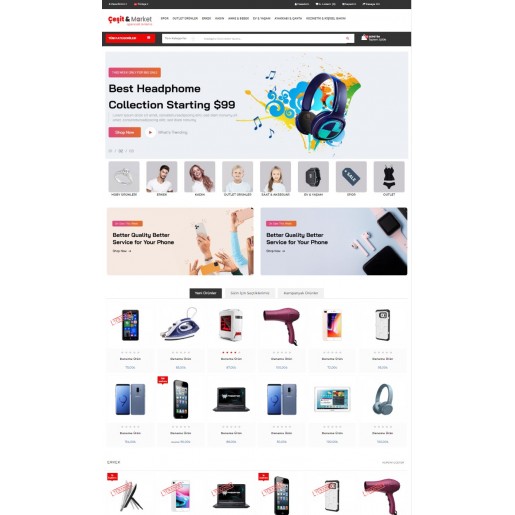 Opencart 3.x Çeşit Market 2 Tema Full Paket