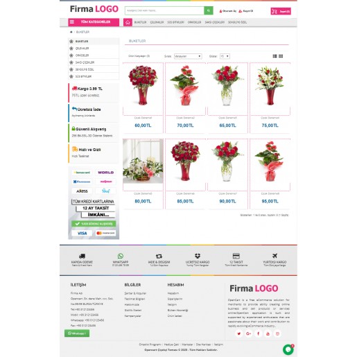 Opencart 3x Çiçekçi Teması