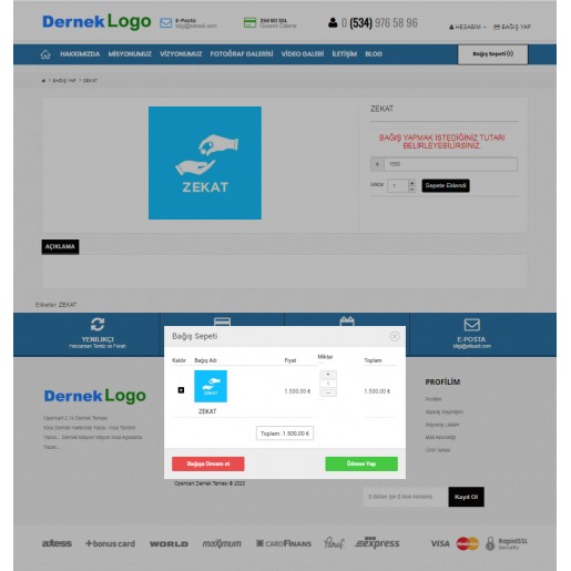 Opencart Dernek Teması (Bağış Sistemli)
