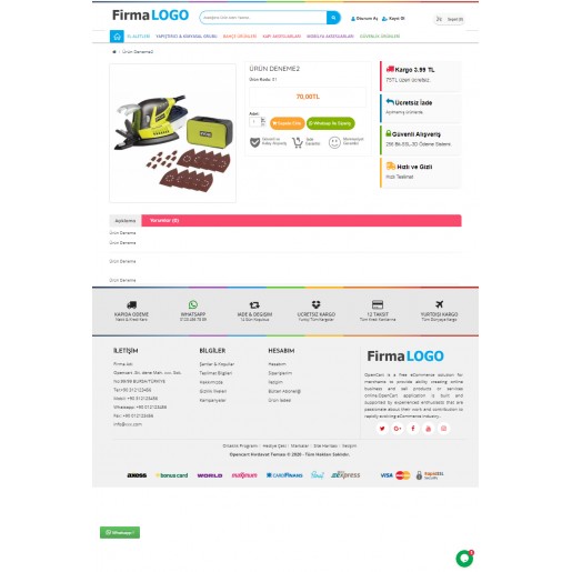 Opencart 3x Hırdavat Full Paket