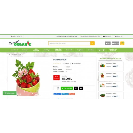 Opencart 3.x Natural Ürünler Tema Full Paket