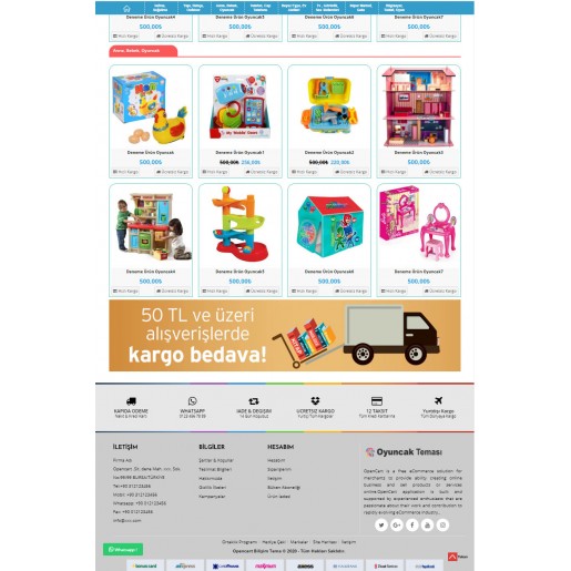 Opencart 3.x Oyuncak Tema Full Paket