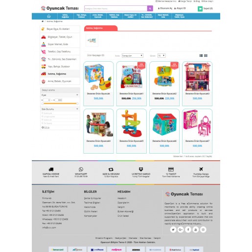 Opencart 3.x Oyuncak Tema Full Paket