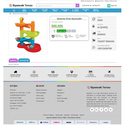 Opencart 3.x Oyuncak Tema Full Paket