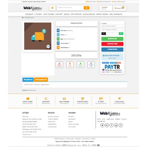 Opencart 3.x Web Ajans v5 Tema