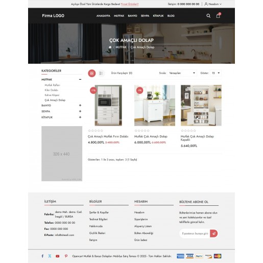 Opencart 3.x Mutfak Banyo Mobilya Teması