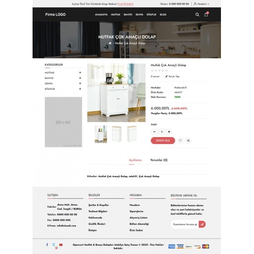 Opencart 3.x Mutfak Banyo Mobilya Teması