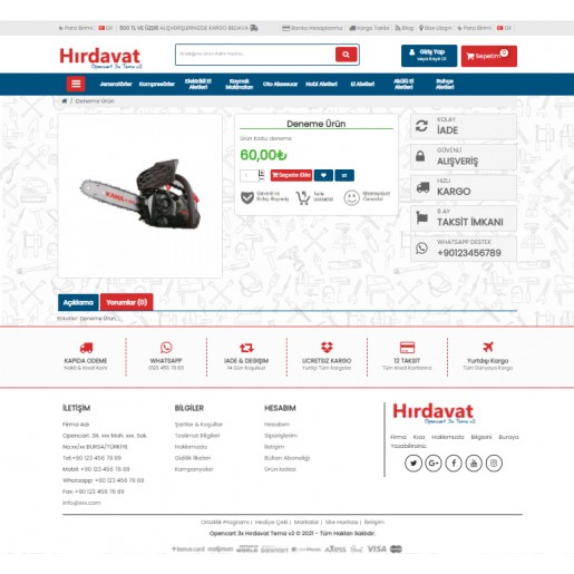 Opencart 3.x Hırdavat v2  Tema